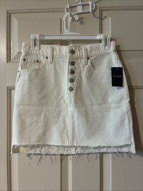 Lucky Brand Off-White Button-Front Denim Mini Skirt